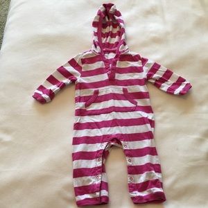 pink and white striped romper